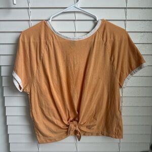 Forever 21 Mustard Yellow Tie-Front Short Sleeve Tee